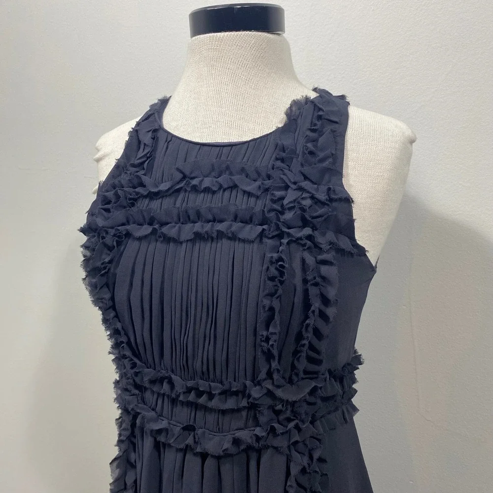 Akira Black Label Blue Ruffle Pleated Sleeveless Mini Cocktail Dress Women's Med